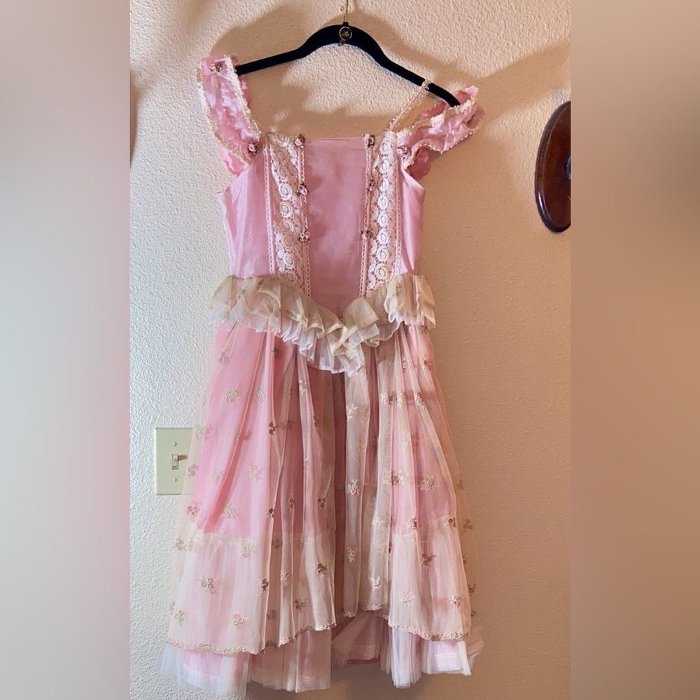 🥰Creaciones Sarahi Elegant Pink and Cream Kids Theater Costume Dress Size 8 Girl
